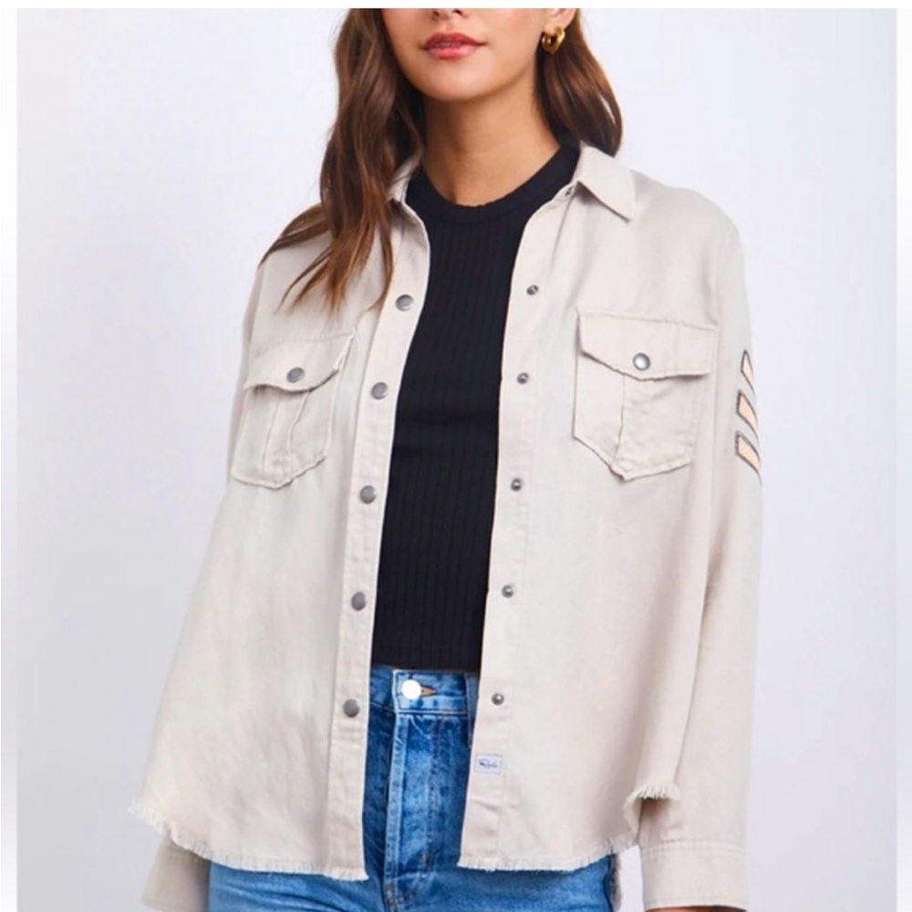 Rails Loren Shirt Jacket, Stone Rosegold Military, size S